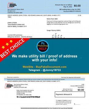 Ohio AEP electricity bill Sample Fake utility bill